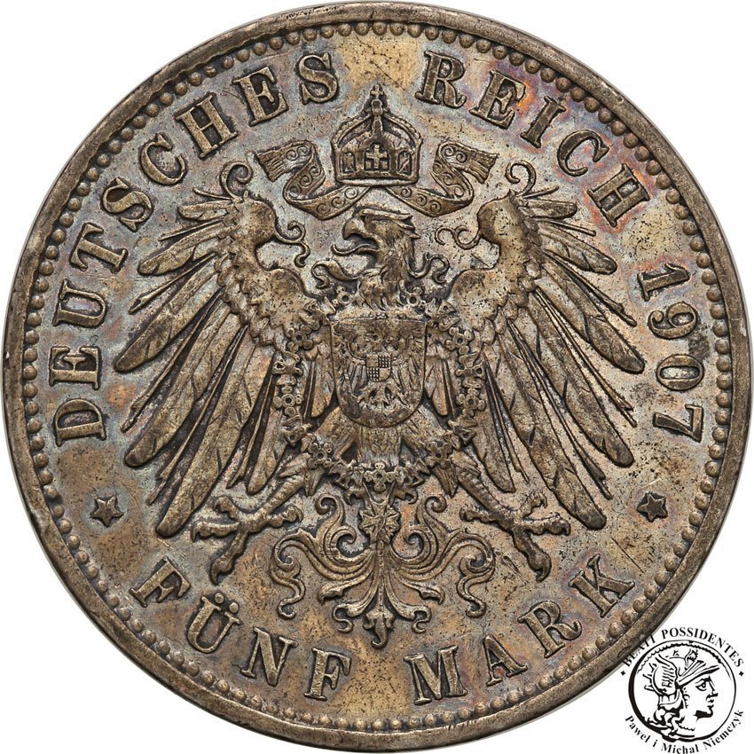 Niemcy, Saksonia. 5 marek 1907 E